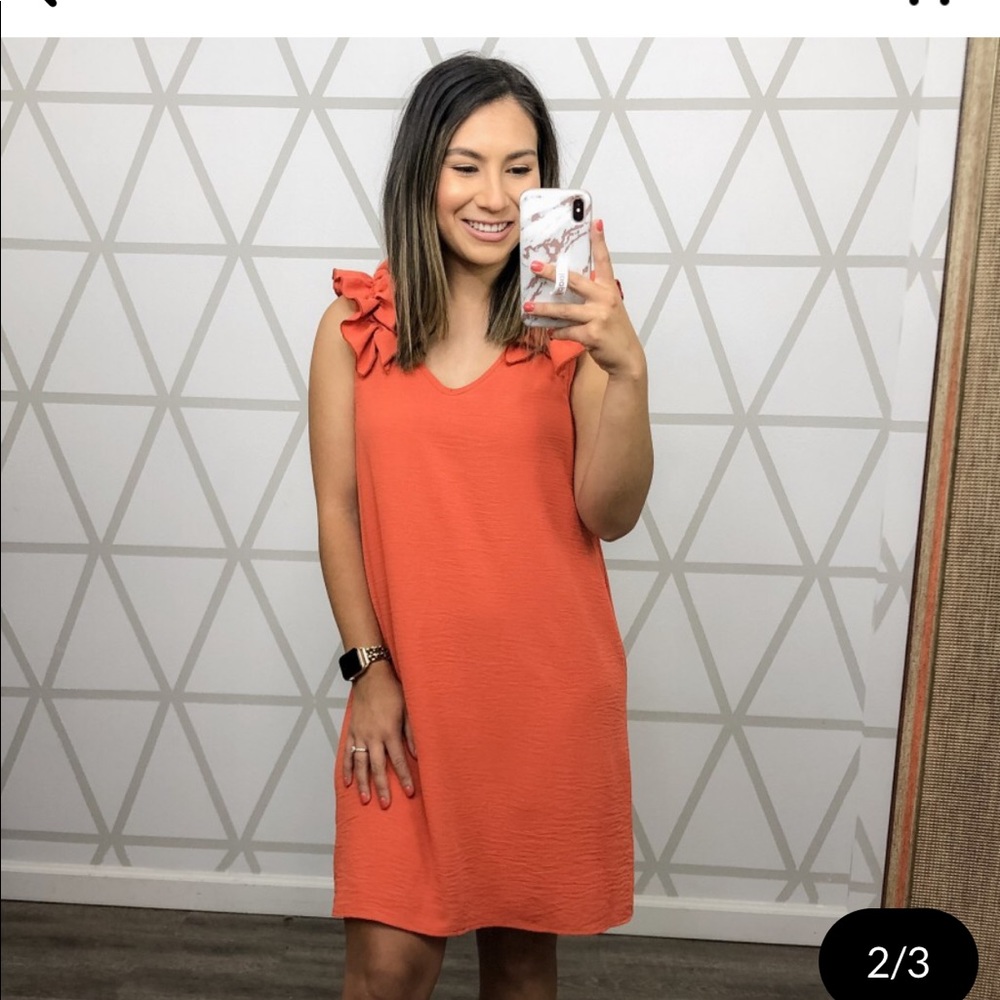 Orange Ruffle Dress NWOT